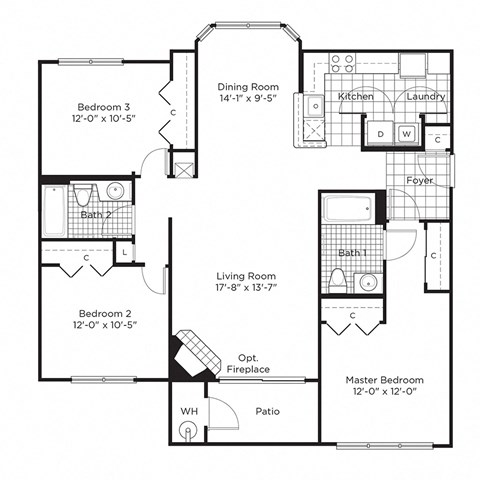 a floor plan of a house with bedrooms and a living room